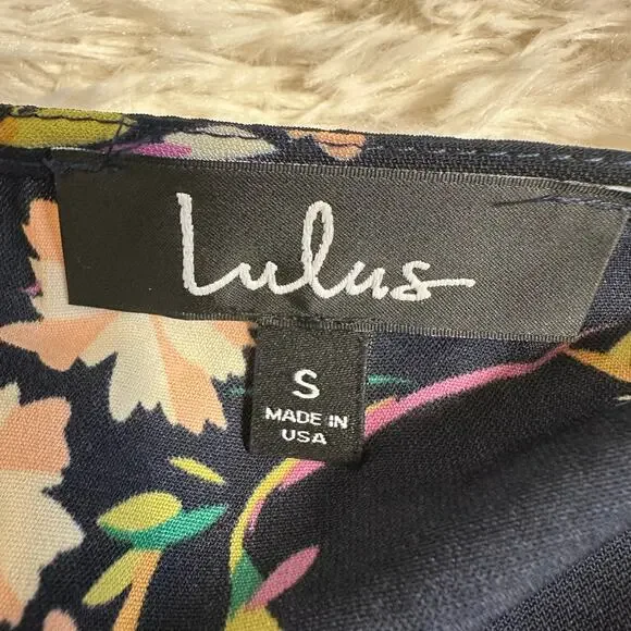 Lulus Herbaceous Babe Navy Floral Print Shift Dress Sz S NWT - Picture 4 of 9